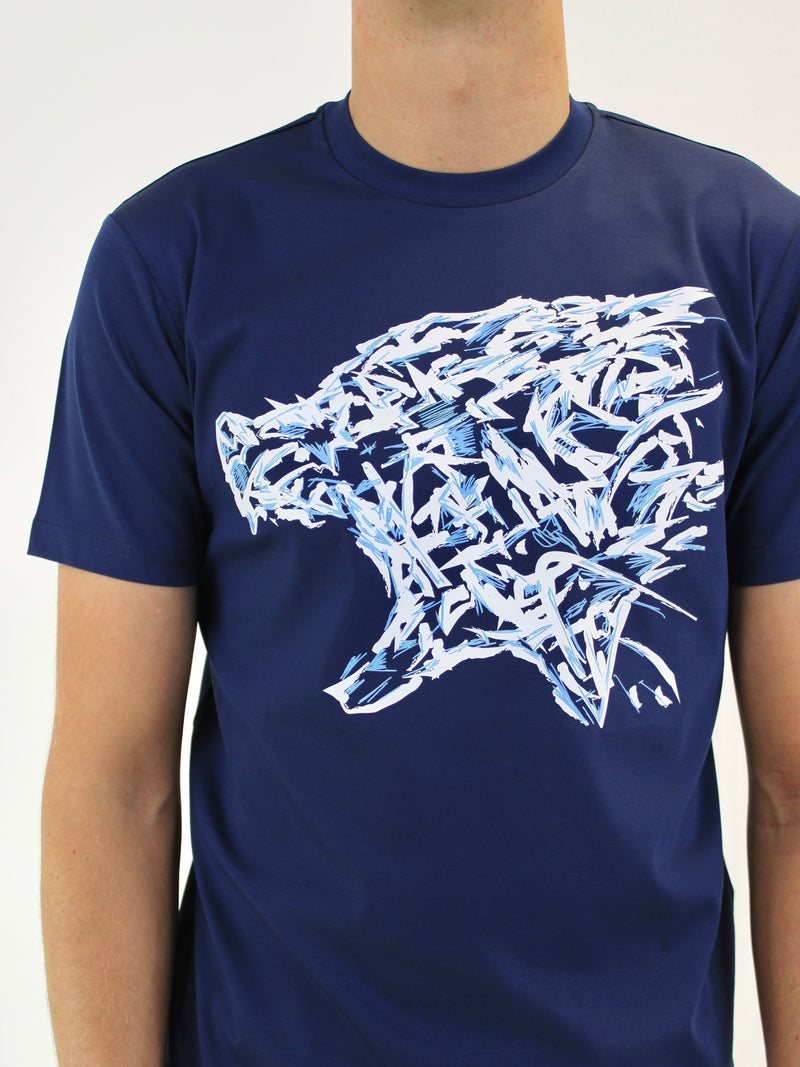 Navy Abstract Wolf T-Shirt