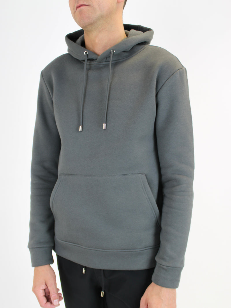 Plain Dark Grey Fleeced Hoodie