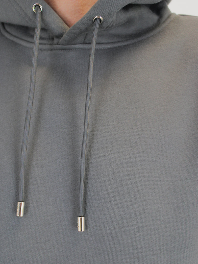Plain Dark Grey Fleeced Hoodie