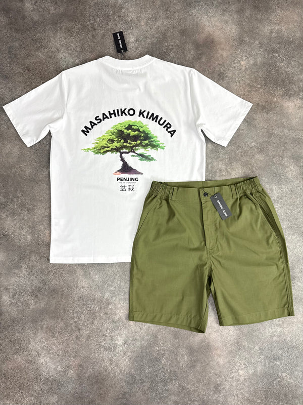 White Penjing / Khaki Chino Set