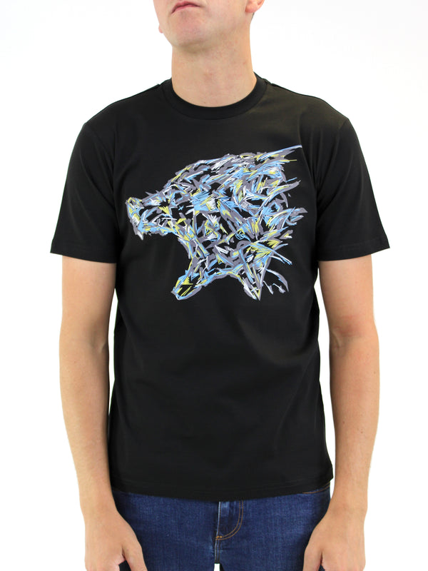 Kids Black Abstract Wolf T-Shirt