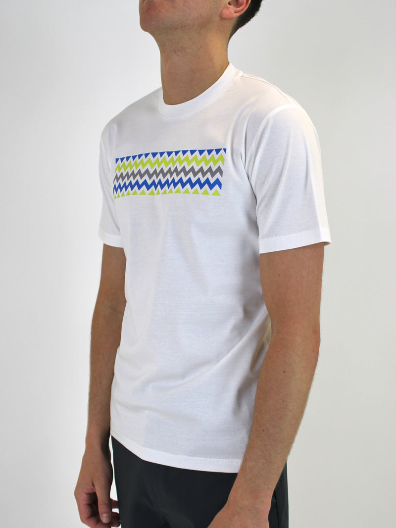 White / Neon Zigzag Strip T-Shirt