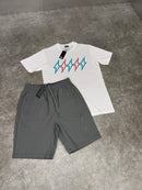 White Pink Apple Bolt / Light Grey Versatile Shorts Set