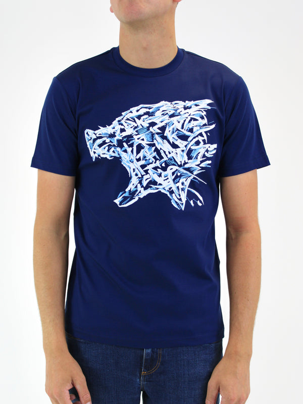 Kids Navy Abstract Wolf T-Shirt