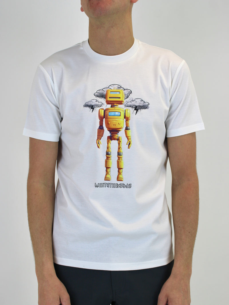 Kids White Robotic T-Shirt