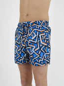 Blue Abstract Swim Shorts