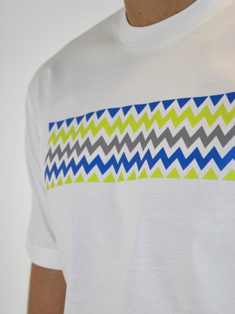 White / Neon Zigzag Strip T-Shirt