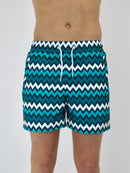 Kids Teal ZigZag Swim Shorts