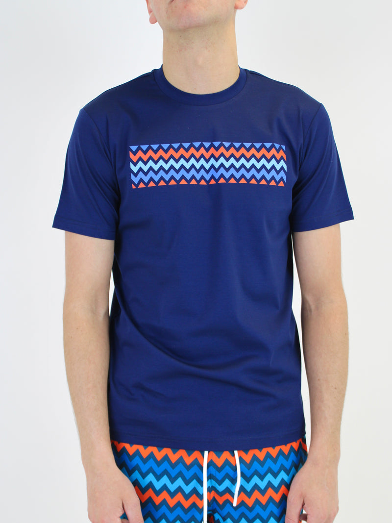 Navy Zigzag Strip T-Shirt