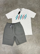 White Pink Apple Bolt / Light Grey Versatile Shorts Set