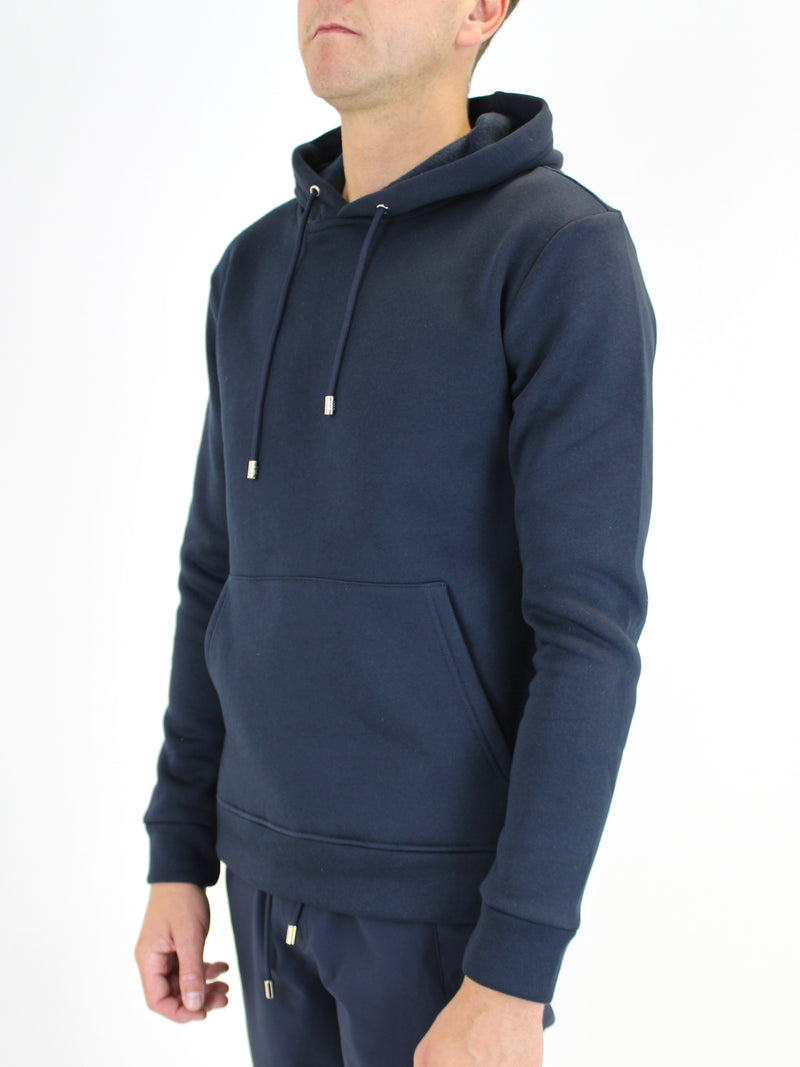 Plain Navy Fleeced Hoodie