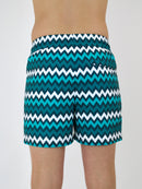 Kids Teal ZigZag Swim Shorts