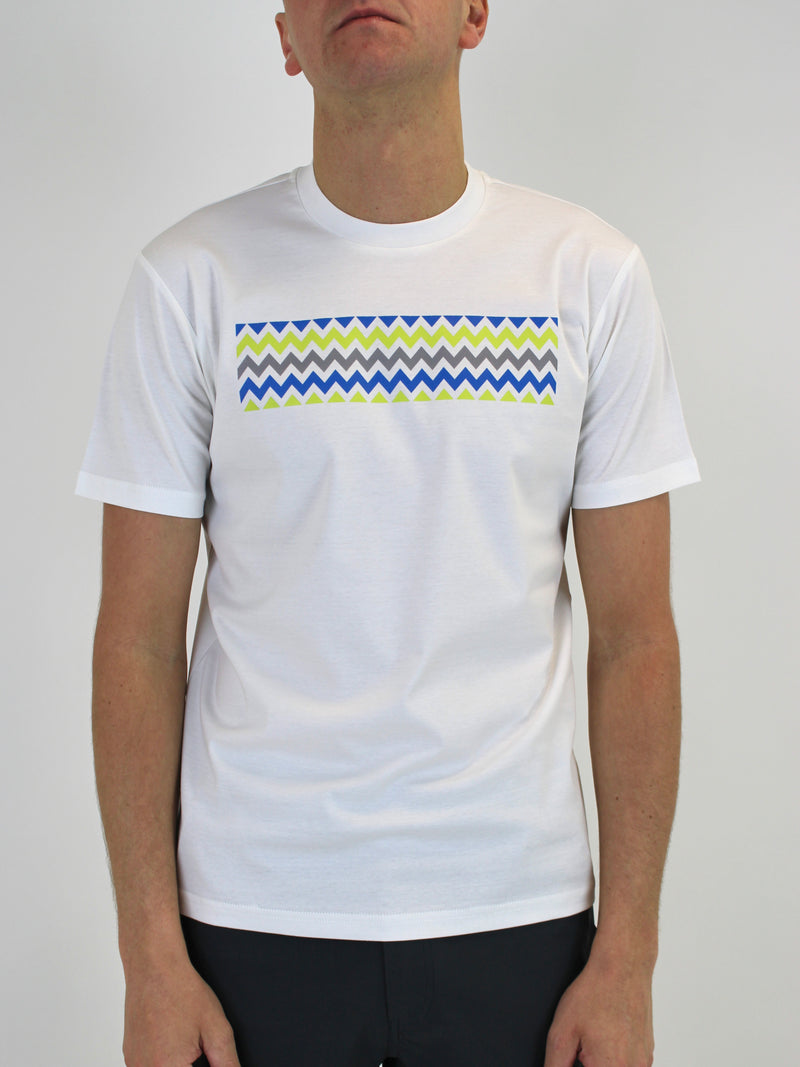 White / Neon Zigzag Strip T-Shirt