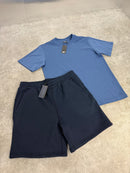 Navy Cotton Shorts / Blue Relaxed Fit Set