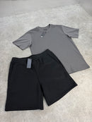 Black Cotton Shorts / Dark Grey Relaxed Fit Set