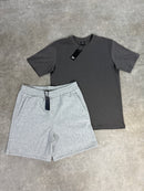 Grey Cotton Shorts / Dark Grey Relaxed Fit Set