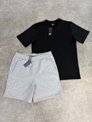 Light Grey Cotton Shorts / Black Relaxed Fit Set