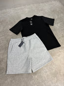 Light Grey Cotton Shorts / Black Relaxed Fit Set