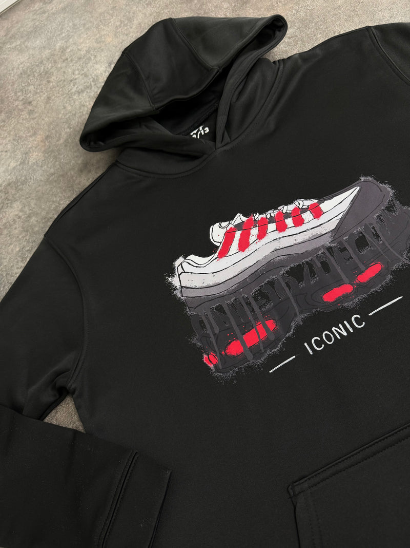 Kids Black / Red Iconic Hoodie