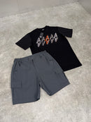Black Orange Bolt / Light Grey Versatile Shorts Set