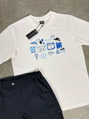 White Blue Metaphor / Navy Cargo Shorts Set