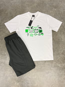 White Green Metaphor / Dark Grey Versatile Shorts Set