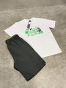 White Green Metaphor / Dark Grey Versatile Shorts Set