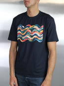 Kids Navy Brushed Wave T-Shirt