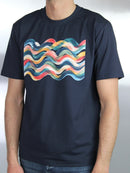 Kids Navy Brushed Wave T-Shirt