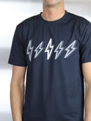 Navy 3D Flock Bolt T-Shirt