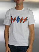 Kids White 3D Flock Bolt T-Shirt