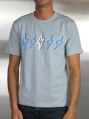 Sky Blue 3D Flock Bolt T-Shirt