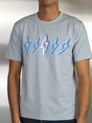 Sky Blue 3D Flock Bolt T-Shirt