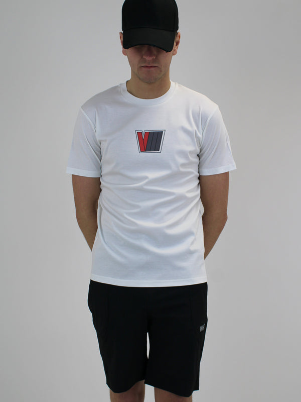 White / Orange V8 T-Shirt