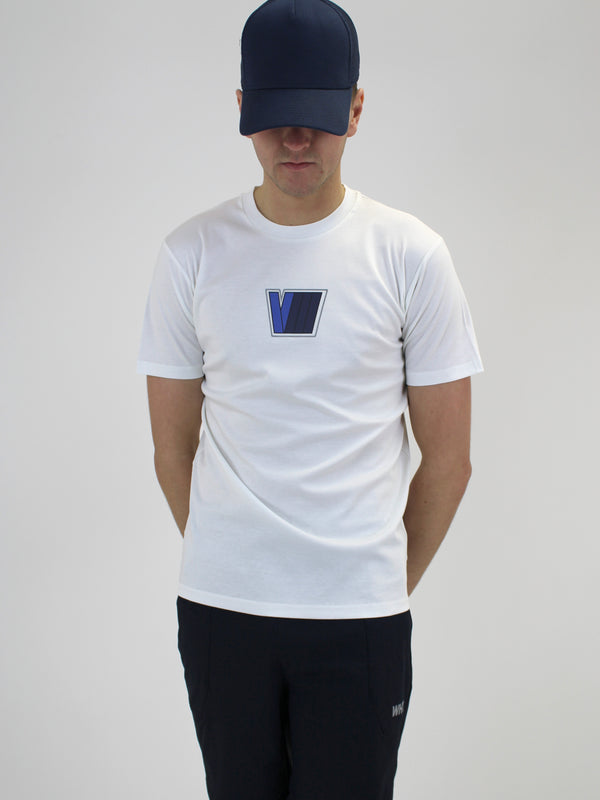 White / Royal Blue V8 T-Shirt