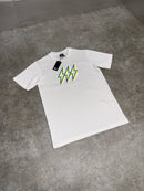 Kids White Neon Blue Triple Bolt T-Shirt