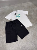 White Apple Blue Triple Bolt / Black V10 Shorts Set