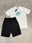 White Apple Blue Triple Bolt / Black V10 Shorts Set