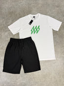 White Neon Green Bolt / Black Utility 2.0 Shorts Set
