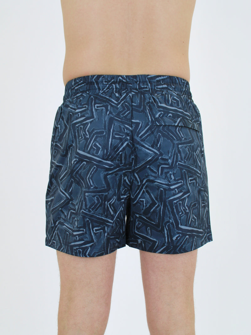 Black Abstract Swim Shorts