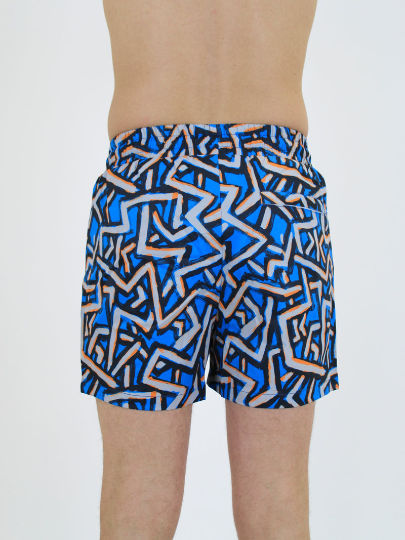 Blue Abstract Swim Shorts
