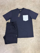 Navy Pocket T-shirt / Navy Cargo Shorts Set