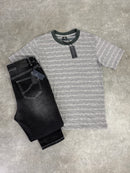Grey 450 Striped T-Shirt / Dark Grey 902 Denim Set