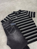 Black Striped T-Shirt / Dark Grey 902 Denim Set