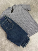 Navy 510 Textured T-Shirt / Navy 902 Denim Set
