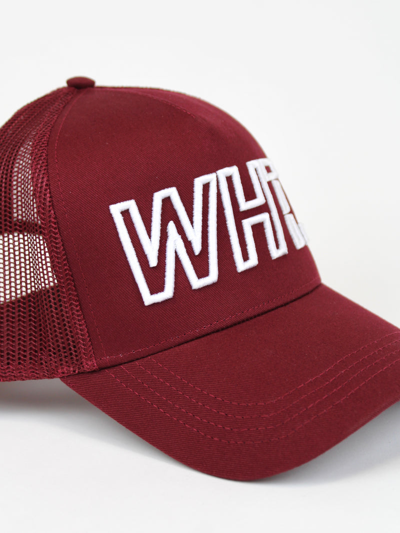 Maroon WHT Trucker Cap
