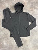 Black Plain Linear Tracksuit