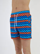 Orange / Blue Zigzag Swim Shorts