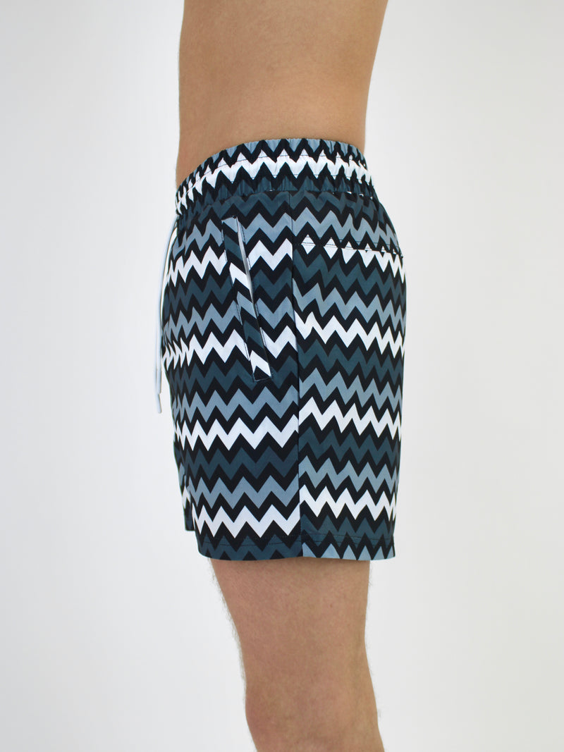 Grey Zigzag Swim Shorts