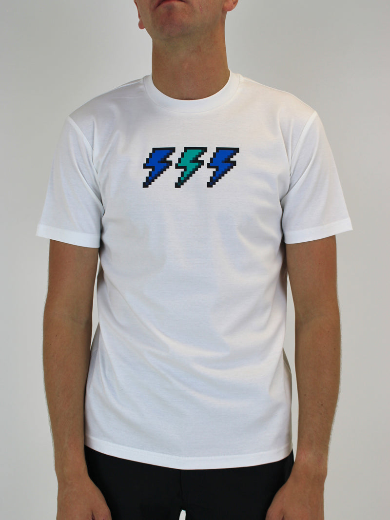 Kids White Pixel Bolt T-Shirt